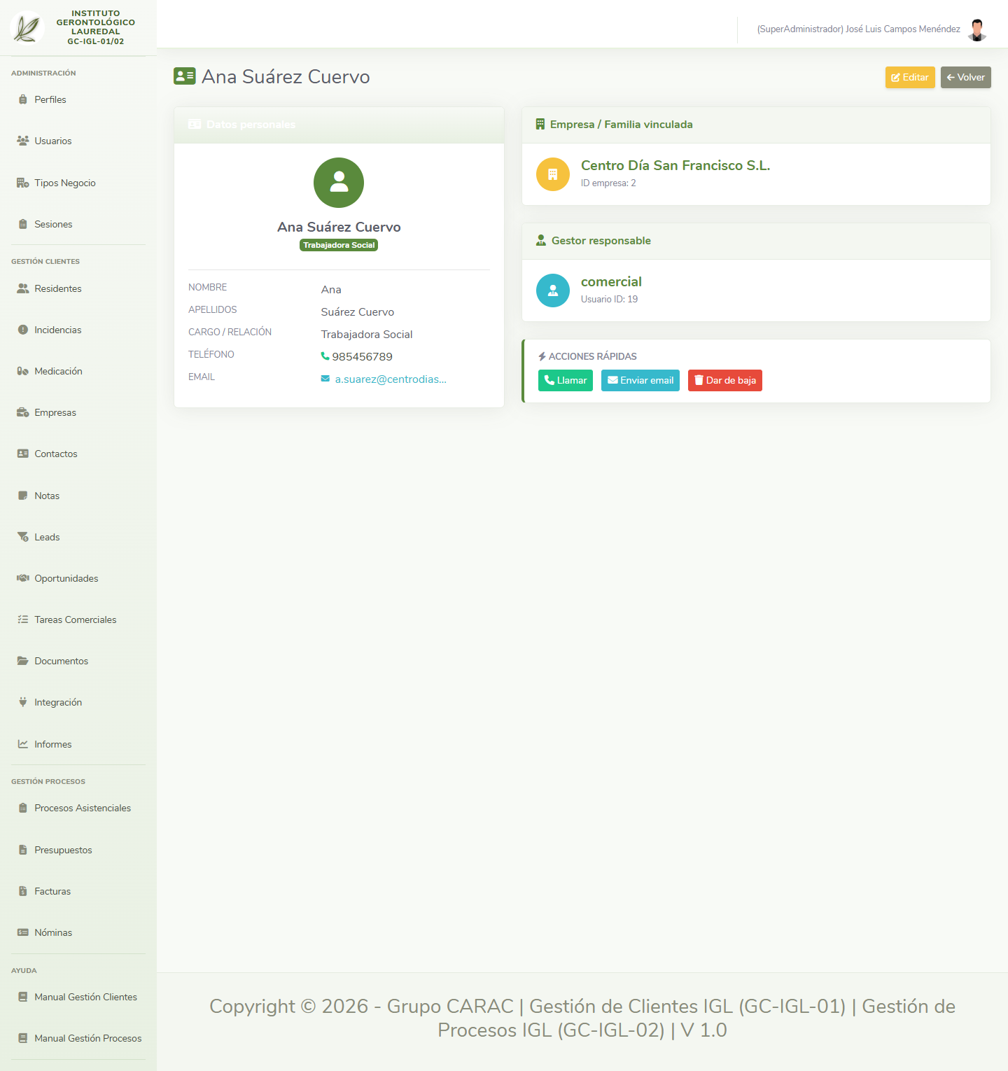 Detalle de contacto