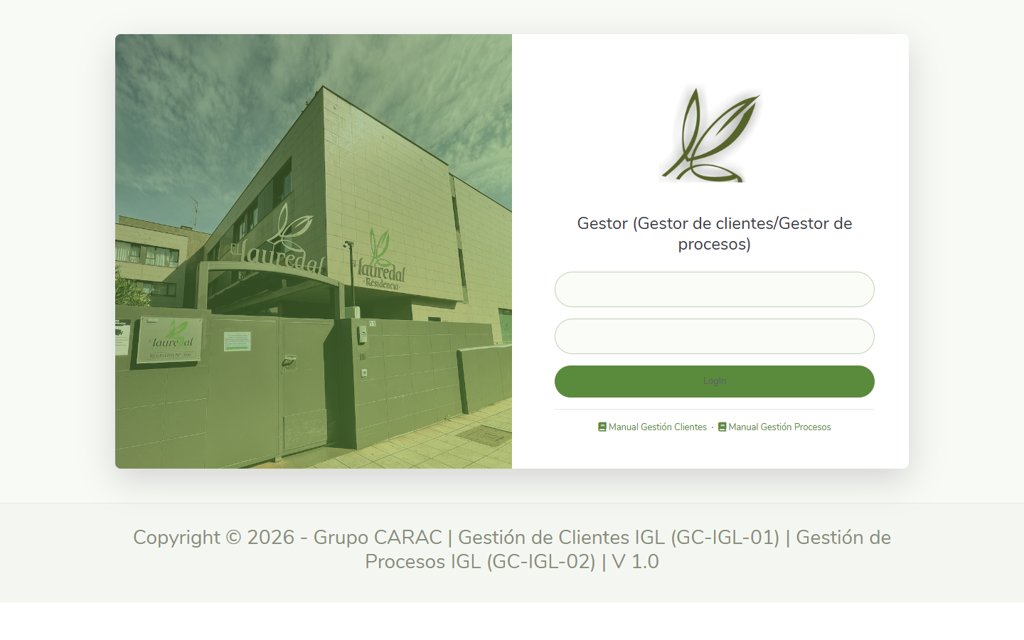 Pantalla de login