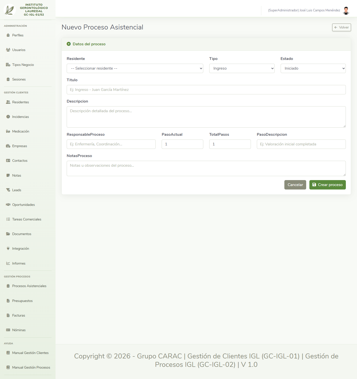 Nuevo proceso asistencial